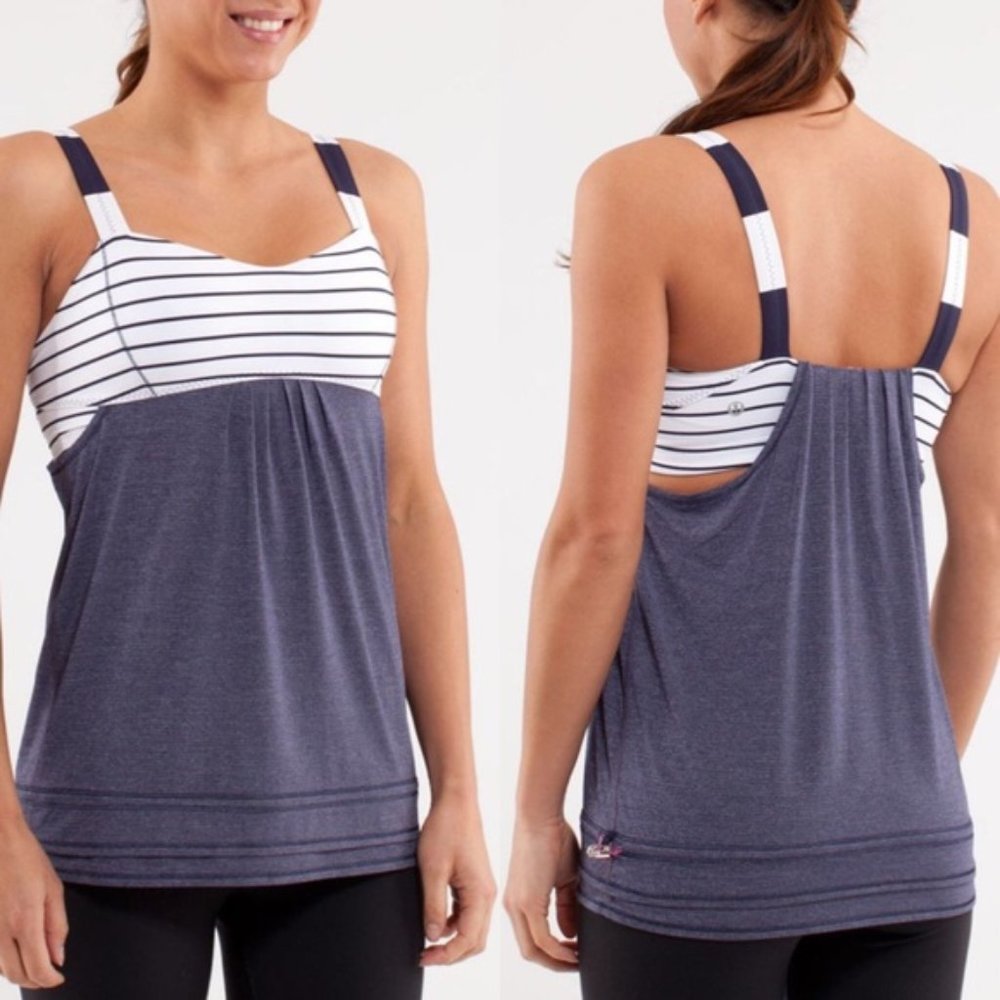Lululemon Run Back on Track Tank w/ Striped Bra